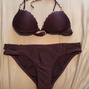 Purple bikini push up bra